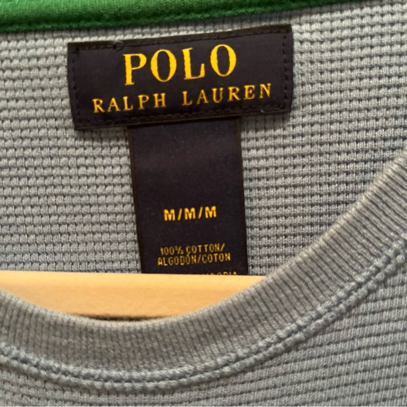 Polo by Ralph Lauren Men’s Blue Size M Short Sleeve Tee 100% Cotton Waffle Knit - Picture 4 of 6